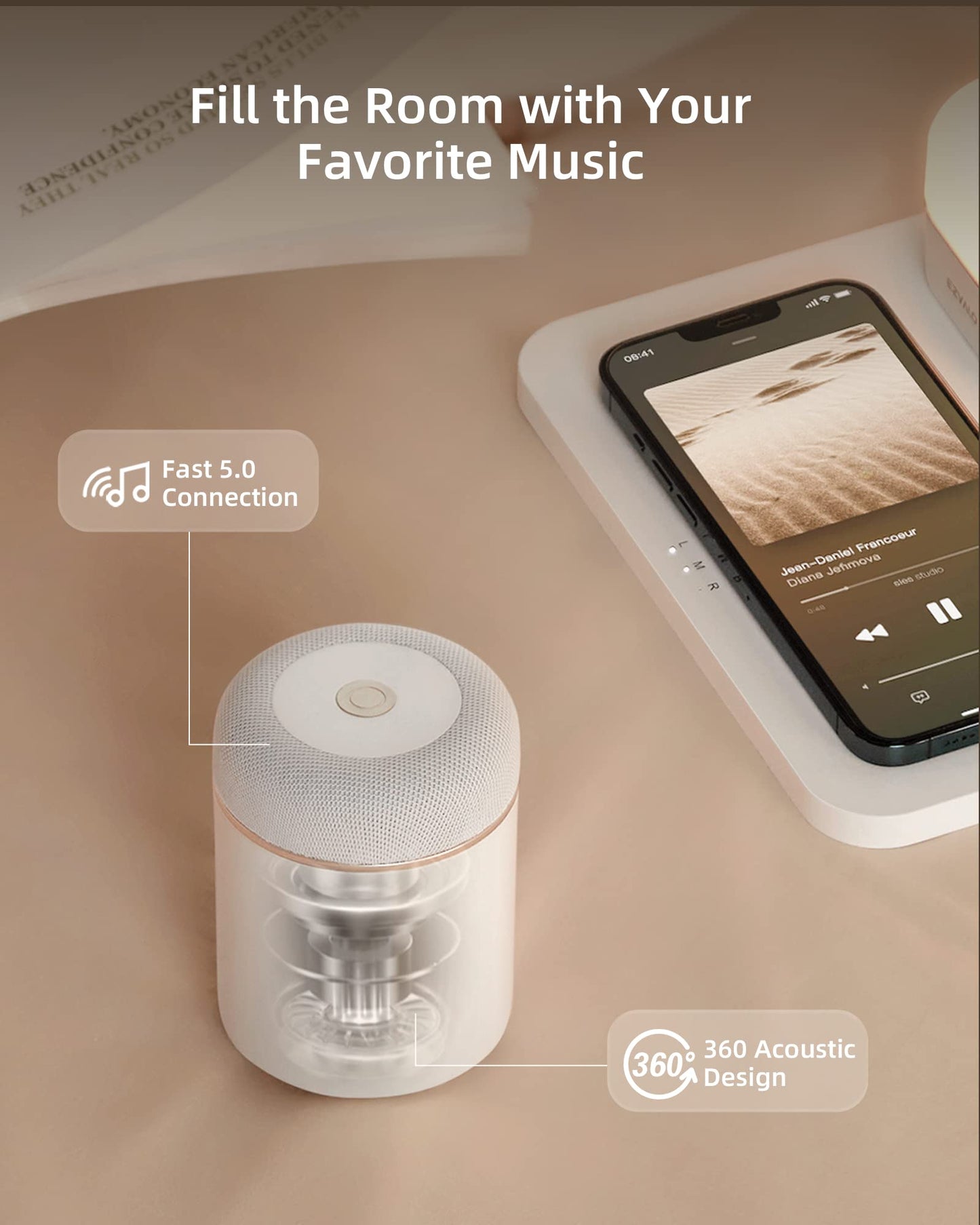 EZVALO 3 in 1 Charger Station with LED Night Light, Portable Bluetooth Speaker, Wireless Charging Station for Multiple iPhone, Samsung/Huawei/Honor/Xiaomi/Oppo, Gifts for Women, Birthday Tech Gifts