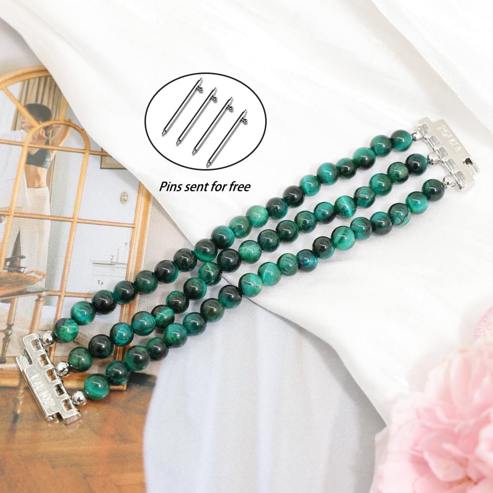 LuReen Beaded Bracelet Band Compatible with Galaxy Watch 7/6/5/4 40mm 44mm/Watch 6 Classic 43mm 47mm/Watch 5 Pro 45mm/Watch 4 Classic/Active 2 Band, 20mm Elastic Stretchy Strap Wristband for Women