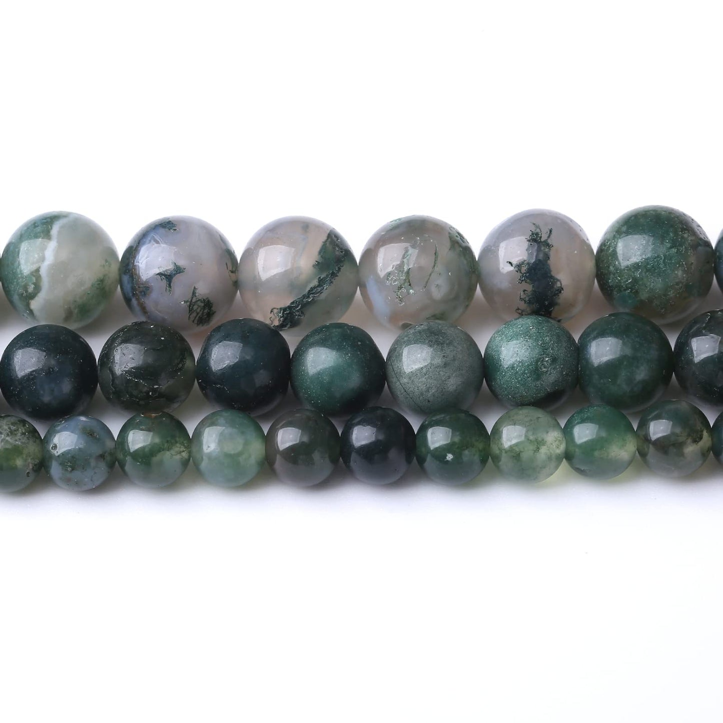 60PCS 6MM Natural Moss Agate Stone Beads Energy Healing Beads for DIY Jewelry Bracelet Necklace Making for Jewelry Making15Inch