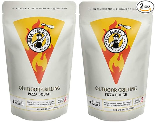 Urban Slicer Pizza Worx, Outdoor Grilling Pizza Dough Mix, Make-At-Home Dough Kit, Crispy Thin Crust, 2 Bags, 13.4 oz Each, Makes 4 Crusts