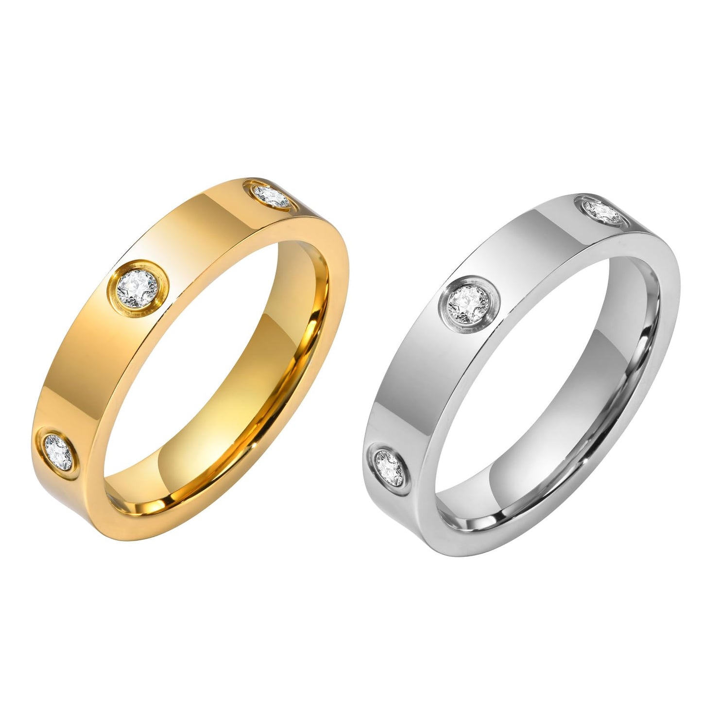 MPRAINBOW Gold Rings for Women - 18K Gold Plated Stainless Steel Cubic Zirconia FriendshipBand Wedding Party Trendy Jewelry,Christmas Birthday Gift for Mom Girlfriend