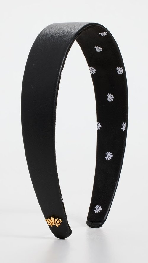 Lele Sadoughi Women's Faux Leather Bessette Headband, Jet, Black, One Size