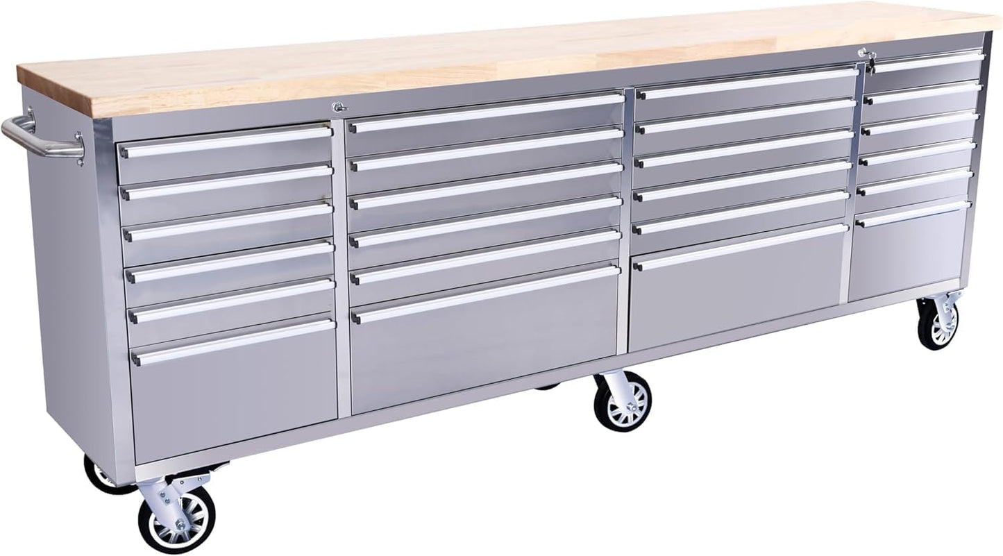 GarveeTech 96 in Tool Chest, Tool Box Mobile 24 Drawers Storage Rolling Cabinet with Wheels Lock Key Locking System Drawer Liners for Garage Warehouse Repair Shop