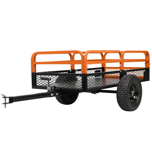 1500LB Steel Dump Cart with All-Terrain Tires & Foot-Pedal Dumping, Heavy Duty Utility Trailer for Yard, Garden, and Construction Use, Compatible with ATV and Tractor