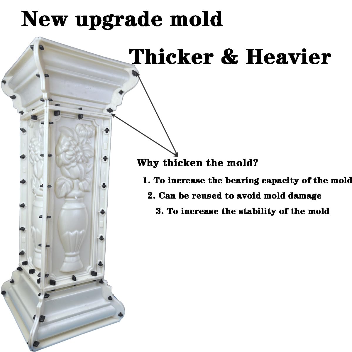 DIYUNIMOULD 38.18" Height Heavy Duty Pillar Concrete Molds for Balcony - Reusable Thickened Cement Casting Mould, Concrete Baluster & Column Forming Molds