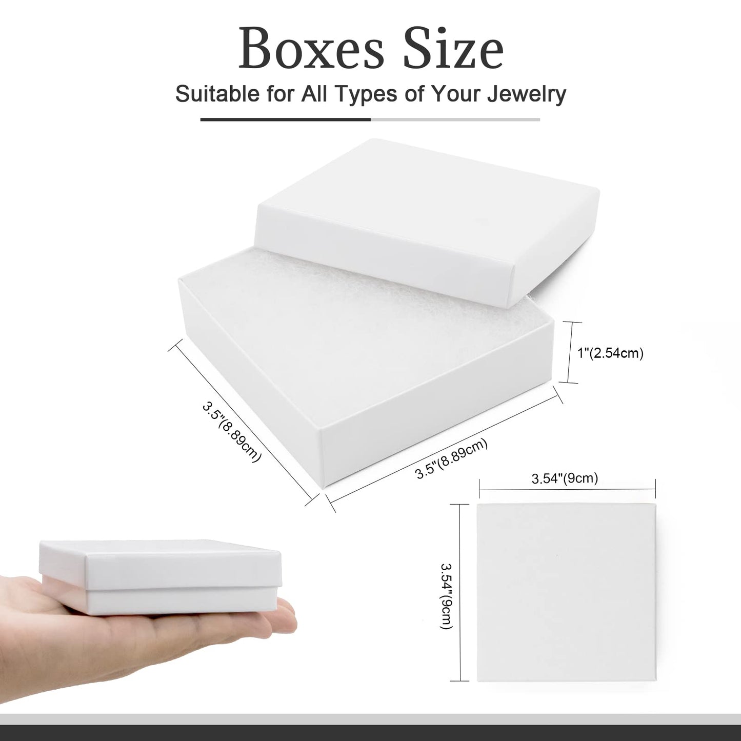opaprain Cardboard Jewelry White Gift Boxes 20 Pack3.5×3.5×1 inches, its apply to displaying necklaces, rings, bracelets, earrings