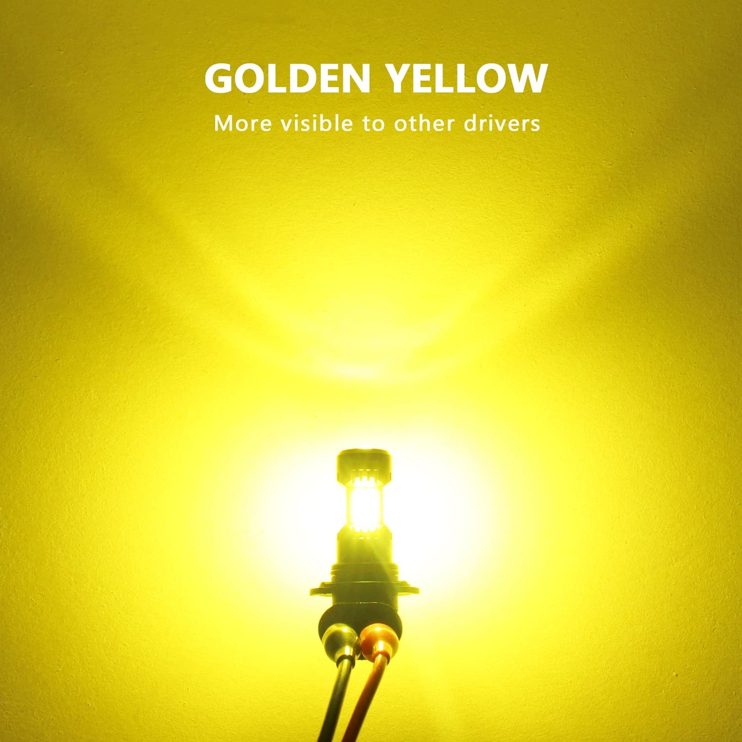 PHINLION 9006 HB4 LED Fog Light Bulbs, 3200 Lumens Super Bright 3030 30-SMD Chipset 9006LL Foglight Replacement Bulb for Car Truck SUV, 3000K Golden Yellow, Pack of 2