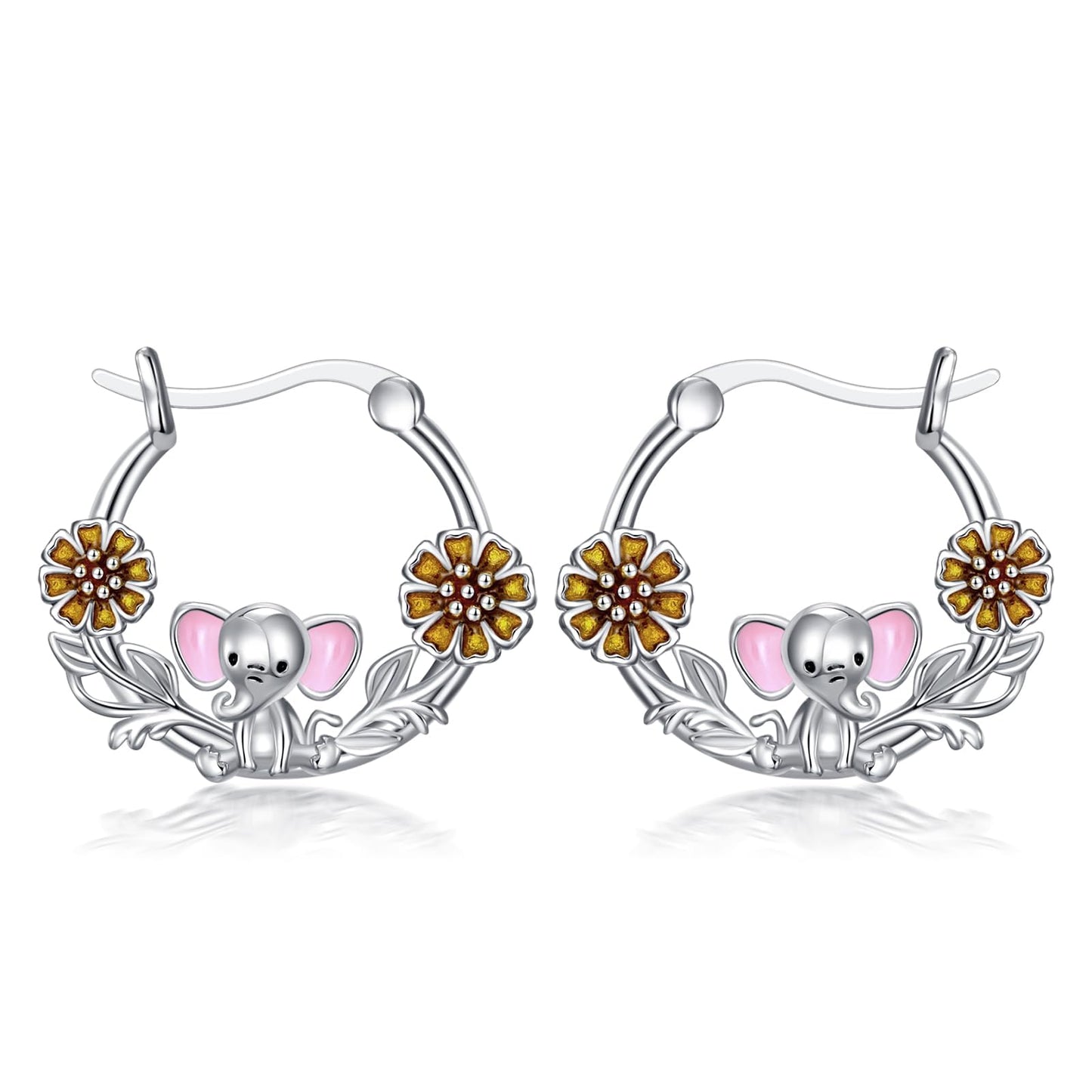 Elephant Earrings 925 Sterling Silver Cute Elephant Huggie Hoop Earrings Jewelry Gifts for Women Daughter