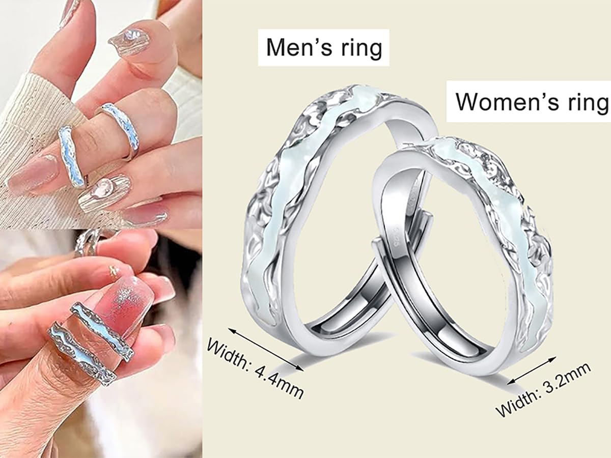 IMMUNOTRAX Magnetic Therapy Luminous Titanium Ion Adjustable Ring - Lymphatic Magtherapy Luminous Jewelry for Couples,Glow-in-Dark Wellness Ring Gift for Men/Women (A For Man)
