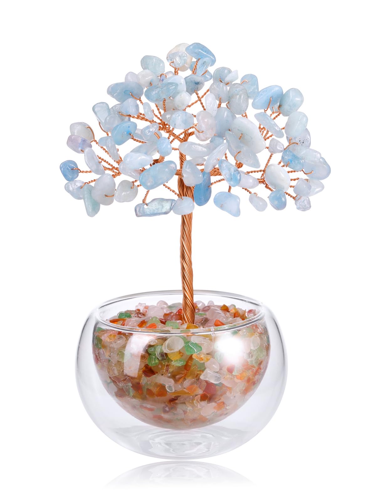 PESOENTH Aquamarine Crystal Tree Gemstone Tree of Life Spiritual Gifts for Women Mom Birthday,Healing Crystal Stone Trees Blue Home Room Feng Shui Decor Gifts for Women