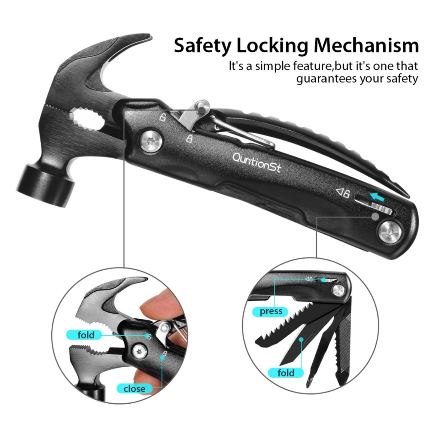 Birthday Gifts for Men,12-in-1 Hammer Multitool,Christmas Stocking Stuffers for Him Adults Dad Husband Boyfriend, Camping Essentials Mens Gift for Him, Fathers Day Gift Idea,Mini Multi Tool