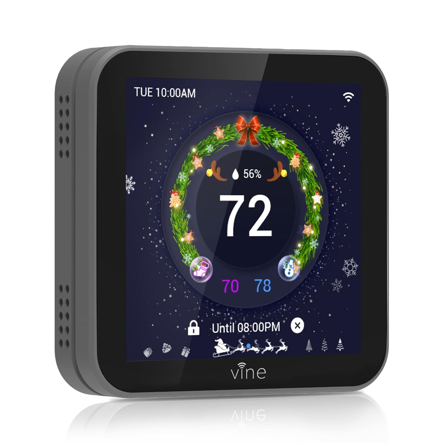 vine Programmable Thermostat for House with 4.0" Touch Screen, WiFi Smart Home Thermostat for AC and Heating, App/Voice Control, Valentine's Day Decorations, C-Wire Required, Grey