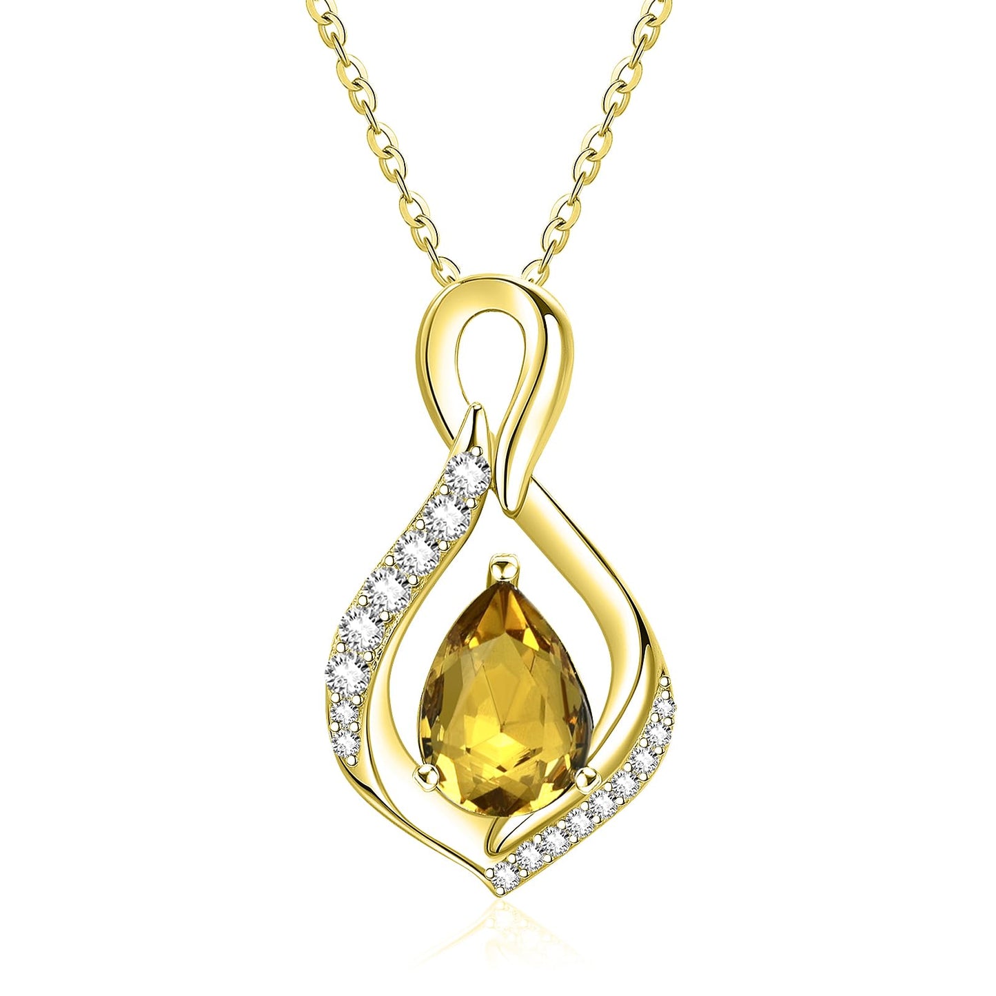 JIYVY32 Citrine Infinity Necklace for Women November Birthstone Necklaces 14k Gold Plating Anniversary Birthday Gifts for Wife Her Mom Girlfriend Birthstone Jewelry Gifts for Women