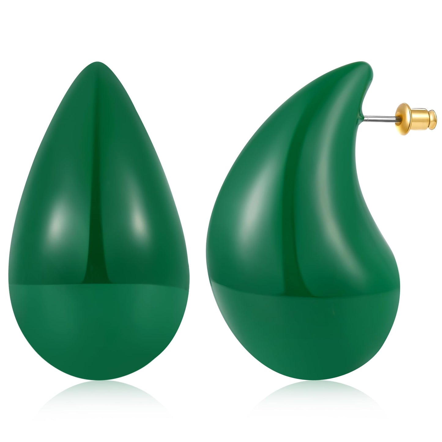 Gacimy Green Teardrop Earrings Dupes for Women, Chunky Drop Earrings for Women with 925 Sterling Silver Post, 1.7Inches Green