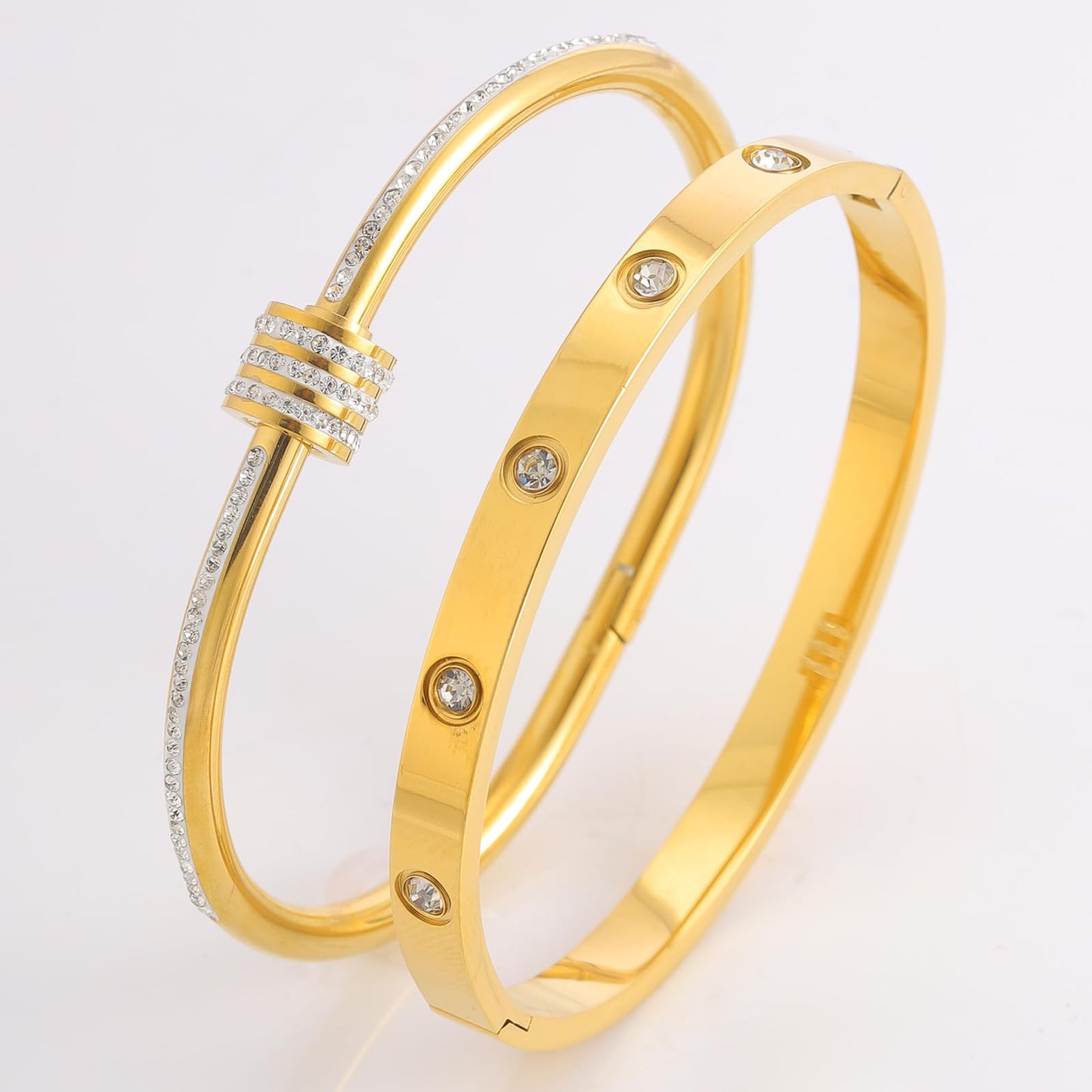Camhanno Gold Bangles for Women - Stainless Steel Love & Friendship Bracelet Set with Gift Box | Daily Wear & Party Jewelry