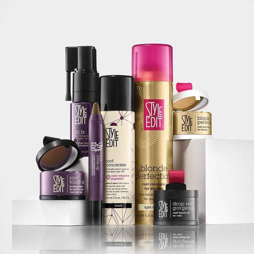 Style Edit Root Concealer Spray and Root Touch Up powder, to Cover Up Roots and Grays, Medium Brown Hair Color.