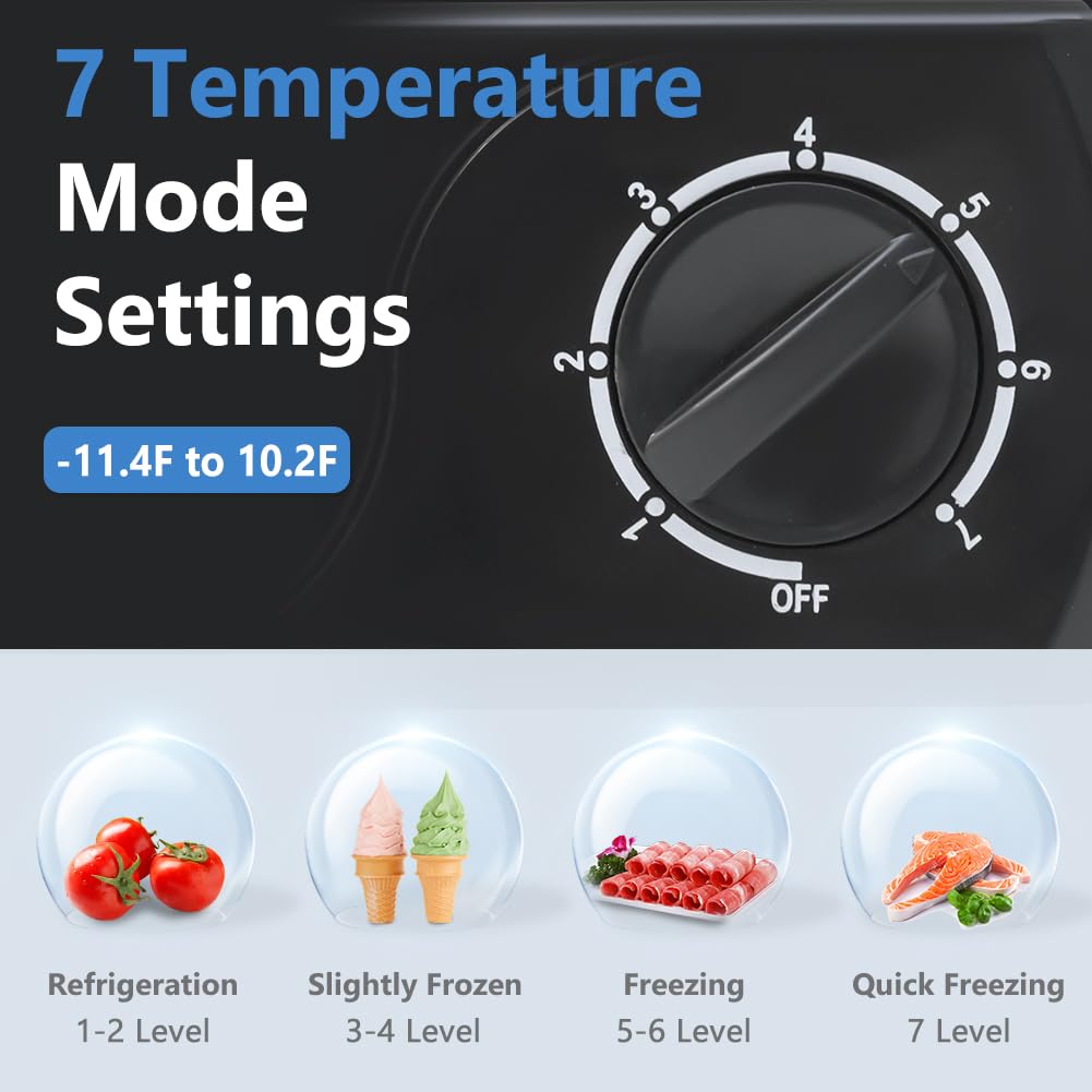 LifePlus Chest Freezer, 4.2 Cu Ft Small Deep Freezer With Fast Cooling & Convenient Pulley, Perfect for Kitchen Parlor, Garage，Apartment，Small Freezer With Low Noise & Energy Saving, Titanium Grey