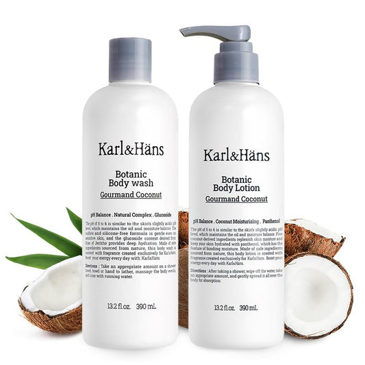 Karl&Hans Botanic Gourmand Coconut Vegan Body Wash & Body Lotion Organic for Men and Women