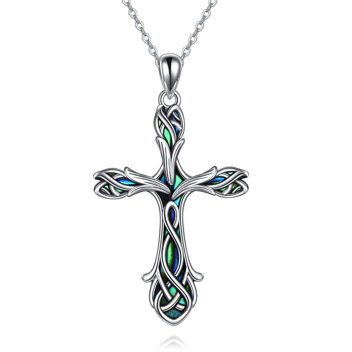 ONEFINITY Cross Necklace 925 Sterling Silver Celtic Knot Tulip Cross Necklace Pendant Gifts for Women Jewelry