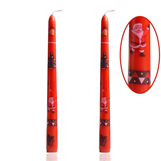 2 Pack Taper Candle 10 Inch A Printed Candles,Candlesticks Unscented Tapered Candl Set for Decor Wedding Party Dinner,Valentine's Day,Various Festivals to Celebrate (A Printed Candle, Red)