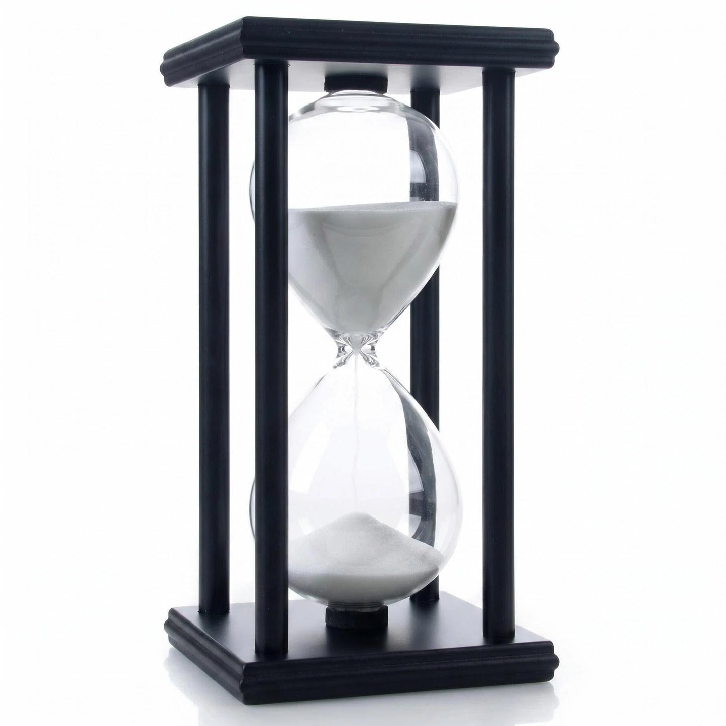 JIEHET Hourglass Sand Timer 15 Minutes, Hour Glass with Sand Decoration for Kids, Sand Clock Watch for Room Birthday Tea Coffee Table Book Shelf School Game Ornament Wooden (White Sand)