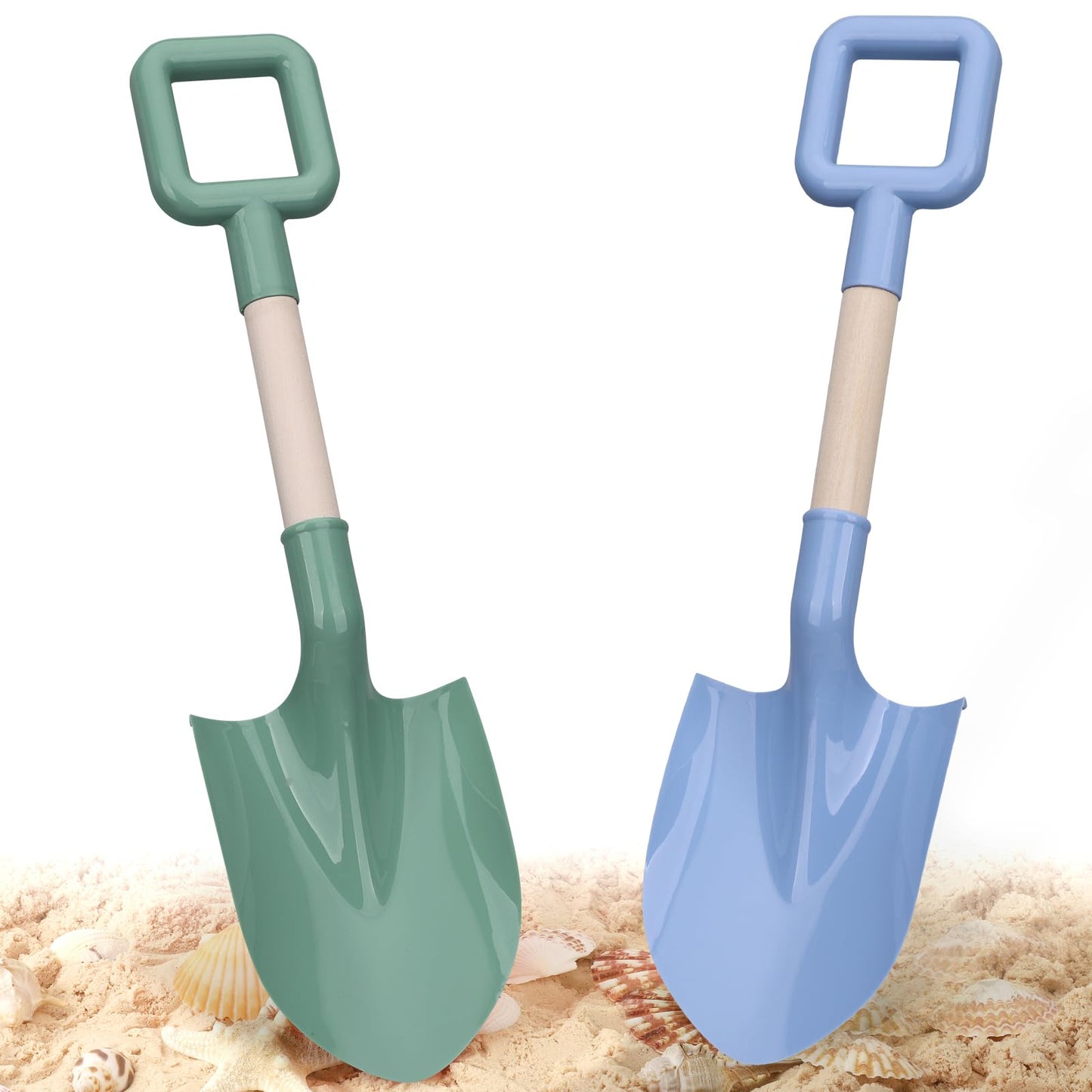 Dilabnba16in/40cm Kids Beach Spades Sand Shovels Toy Gardening Tool, Sturdy Wood Handle ABS Plastic Shovel Scoop Garden Sand Beach Sandbox Backyard Digging Summer Toy for Toddler Boy Girl 3-10(2PCS)