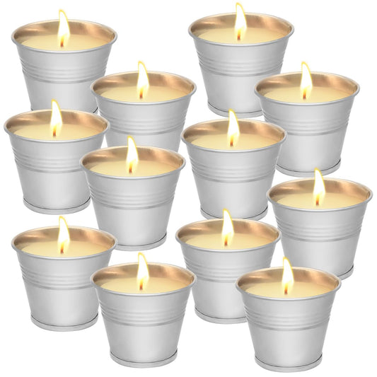 12PCS Citronella Candles - Garden Citronella Scented Candles Outdoors, 120-180 Hours Burning, Natural Soy Wax, Portable Jar Candle Gift Sets for Home Patio Yard Indoors, Balcony, Camping