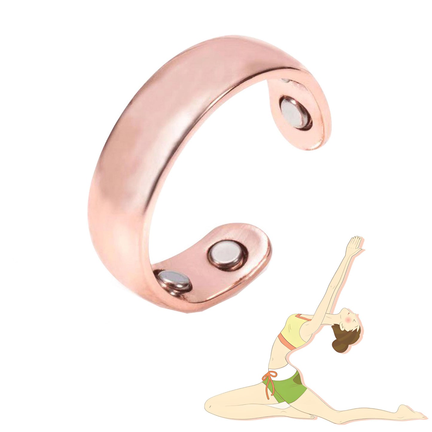 ZCVFA Stainless Steel Auvulis Migraine Rings Magtherapy Lymphatic Drainage Rings Lymph Nodes Acupuncture Therapy Anti Snoring Ring Migraine Relief Health Jewelry for Men and Women（Rose Gold）