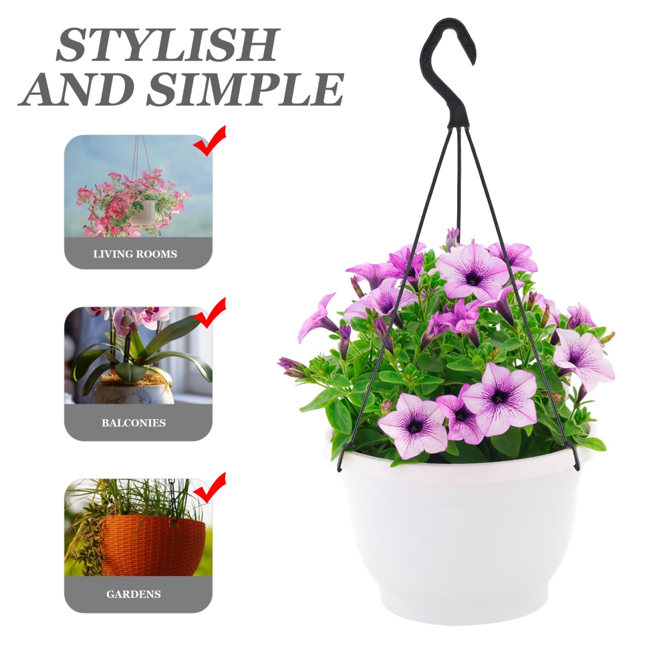 Garneck 10pcs Multi Purpose Hanging Hooks for Indoor Plants and Outdoor Lighting Plastic Flower Pot Holders for Garden Balcony and Living Decor