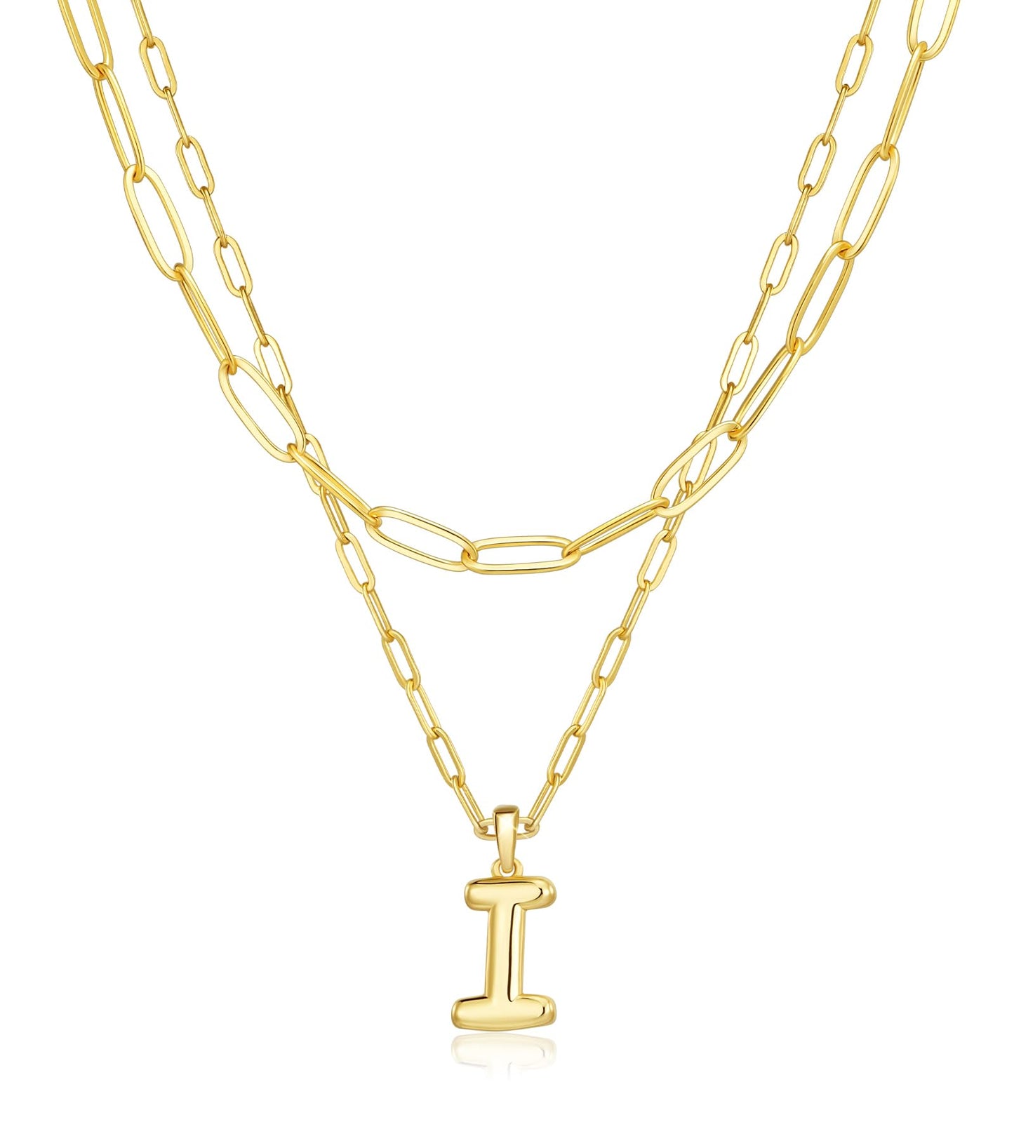 adoyi Gold Heart Initial Necklaces for Women Hers Dainty 14K Gold Plated Heart Layered Letter I Pendant Necklace Stack Jewelry Birthday Valentines Gifts for Women Mom and Wife