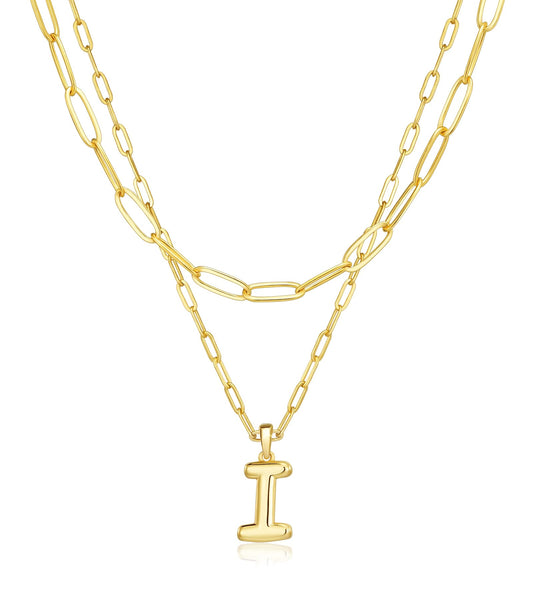 adoyi Gold Heart Initial Necklaces for Women Hers Dainty 14K Gold Plated Heart Layered Letter I Pendant Necklace Stack Jewelry Birthday Valentines Gifts for Women Mom and Wife