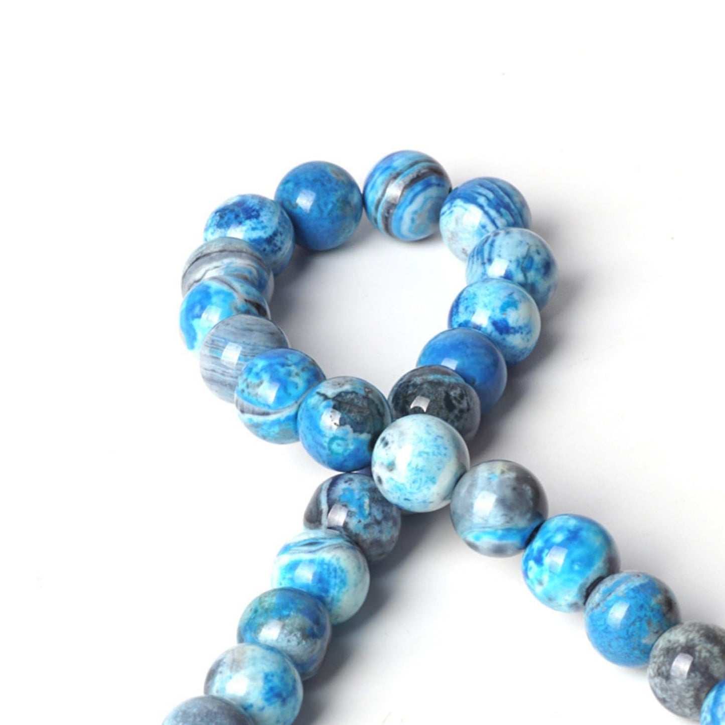 100Pcs Natural Stone 8mm Blue Stripe Agate Round Loose Gemstone Energy Healing Beads Hole Size 1mm DIY Smooth Beads for Bracelet Necklace Earrings Jewelry Making