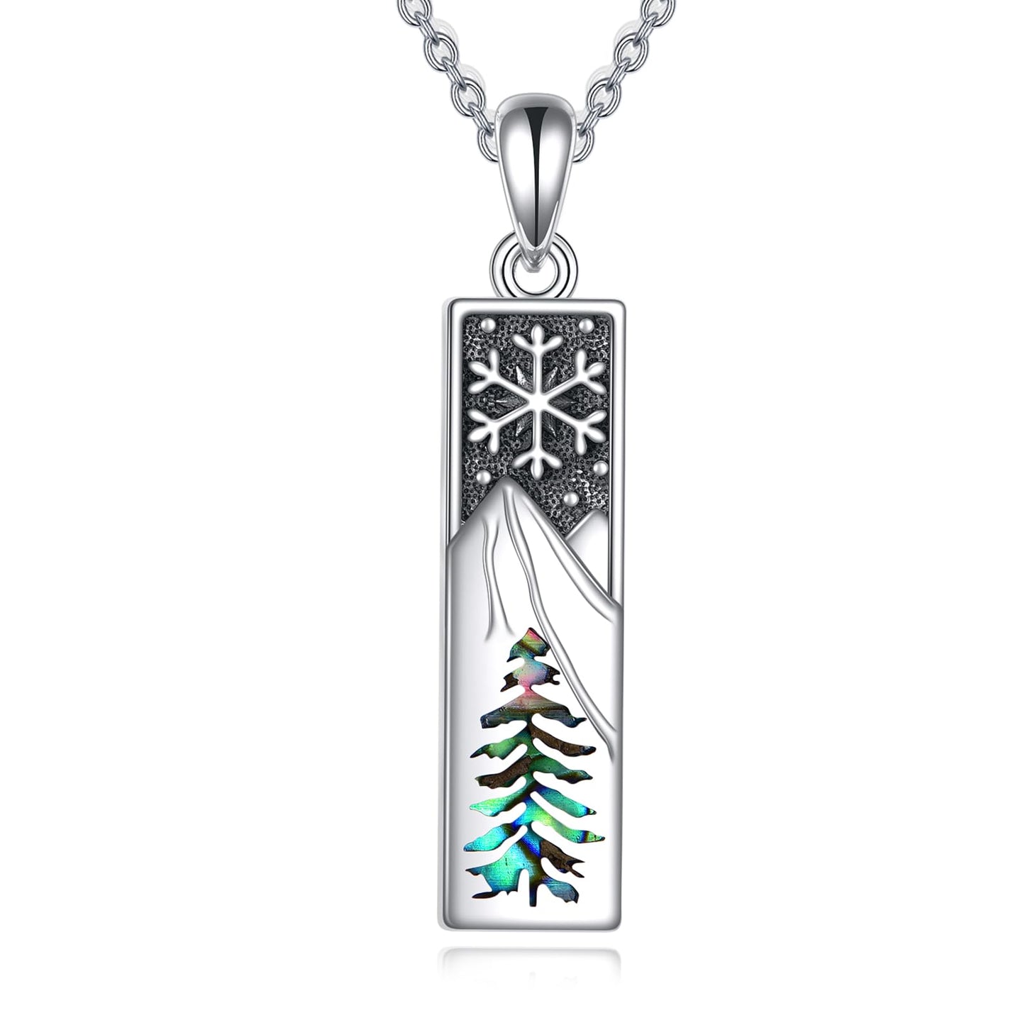 YFN Mountain Necklace for Women Sterling Silver Nature Necklace Jewelry Gift for Skiers, Hikers, Campers, Climbers and Nature Lovers (Snowflake mountain necklace)