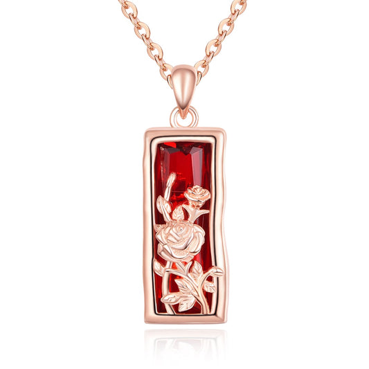 AENEAS Rose Flower Necklace 925 Sterling Silver Crystal Rose Pendant Necklace Rose Jewelry Gifts for Women Prime
