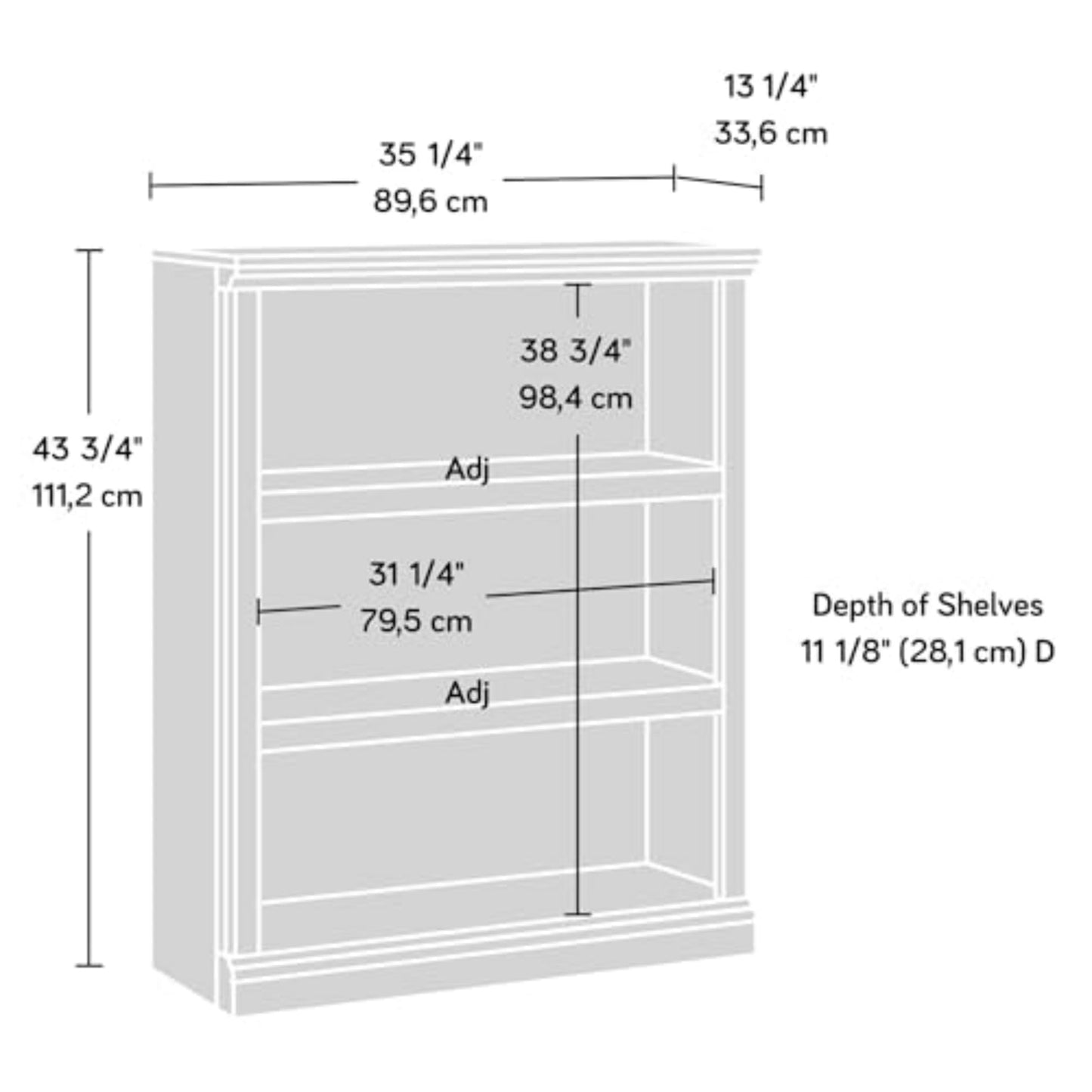 Sauder Miscellaneous Storage 3-Shelf Bookcase/ Book shelf, Select Cherry finish