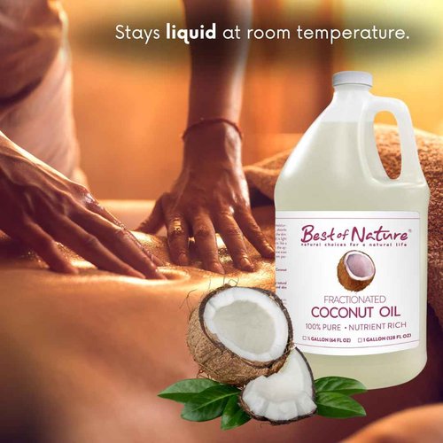 Best of Nature 100% Pure Fractionated Coconut Oil - Natural Massage Oil, Unscented Moisturizer for Men and Women, for Skincare and Hair Care, Carrier for Essential Oils, Gallon (128 fl oz)