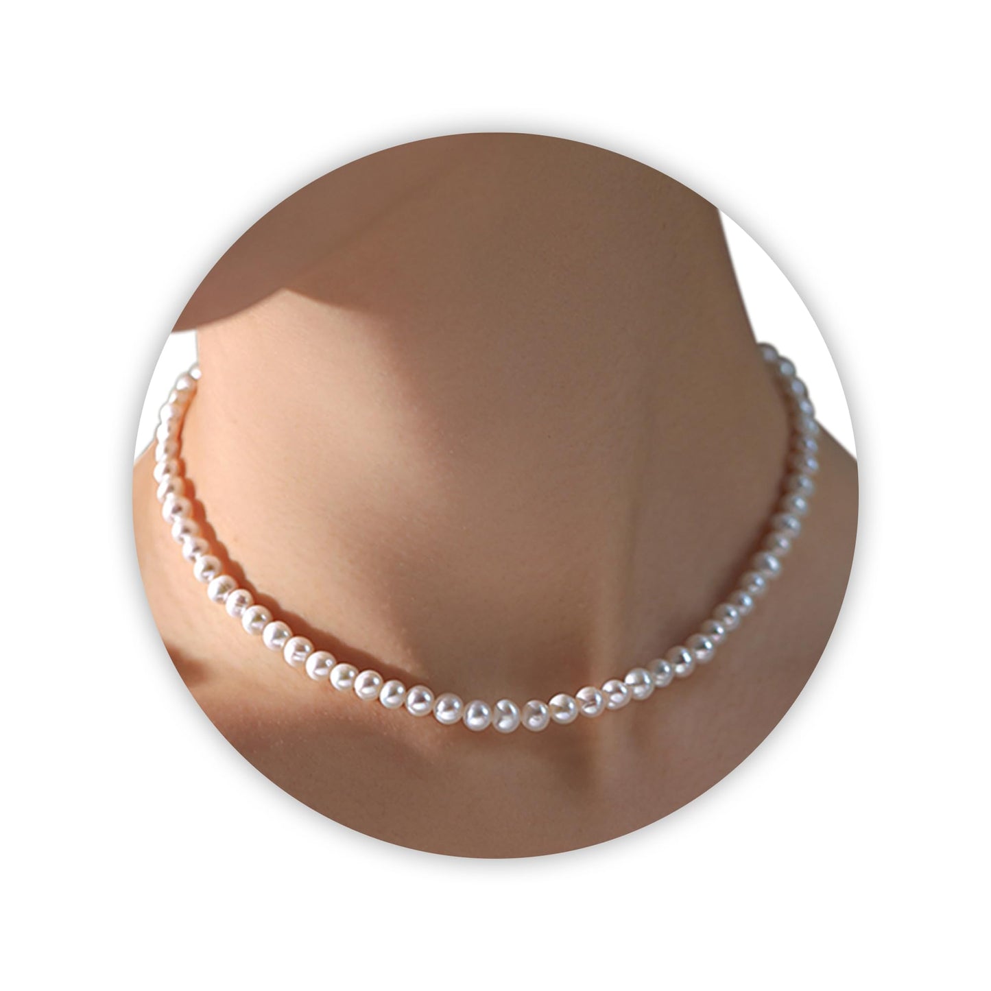 Trinckle Pearl Necklaces for Women, 6 MM White Pearl Choker Necklace 14'' Dainty Pearl Necklace as Birthday Gifts for Teens Pearl Costume Strands White Jewelry Wedding Bride Bridesmaid Gifts
