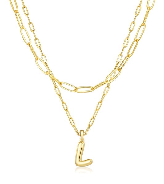 adoyi Gold Heart Initial Necklaces for Women Hers Dainty 14K Gold Plated Heart Layered Letter L Pendant Necklace Stack Jewelry Birthday Valentines Gifts for Women Mom and Wife
