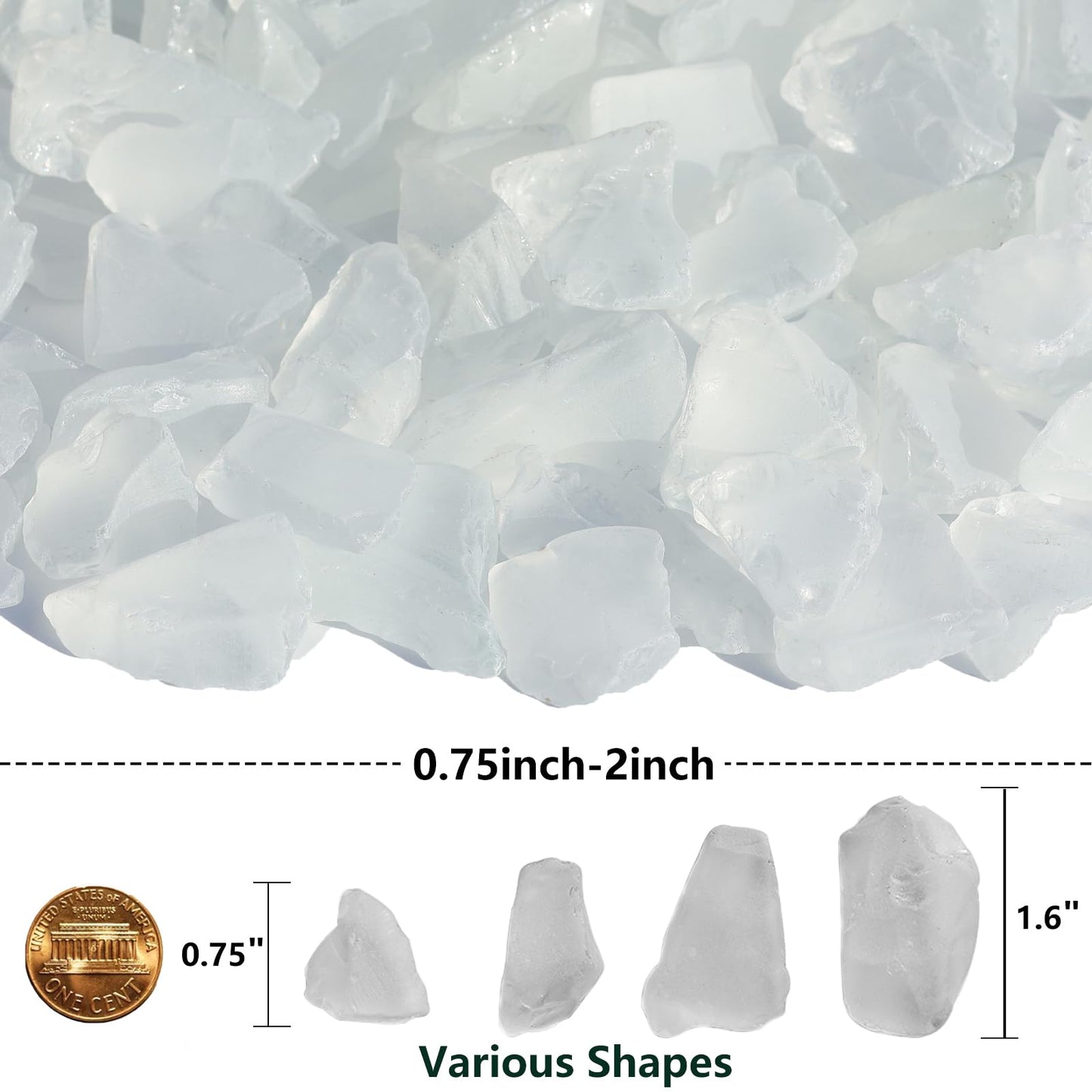 QYGL Sea Glass Block - 2.1LB White Frosted Vase Filler and Aquarium Ornament, DIY Craft Supplies for Art, Beach Weddings, and Home Decor