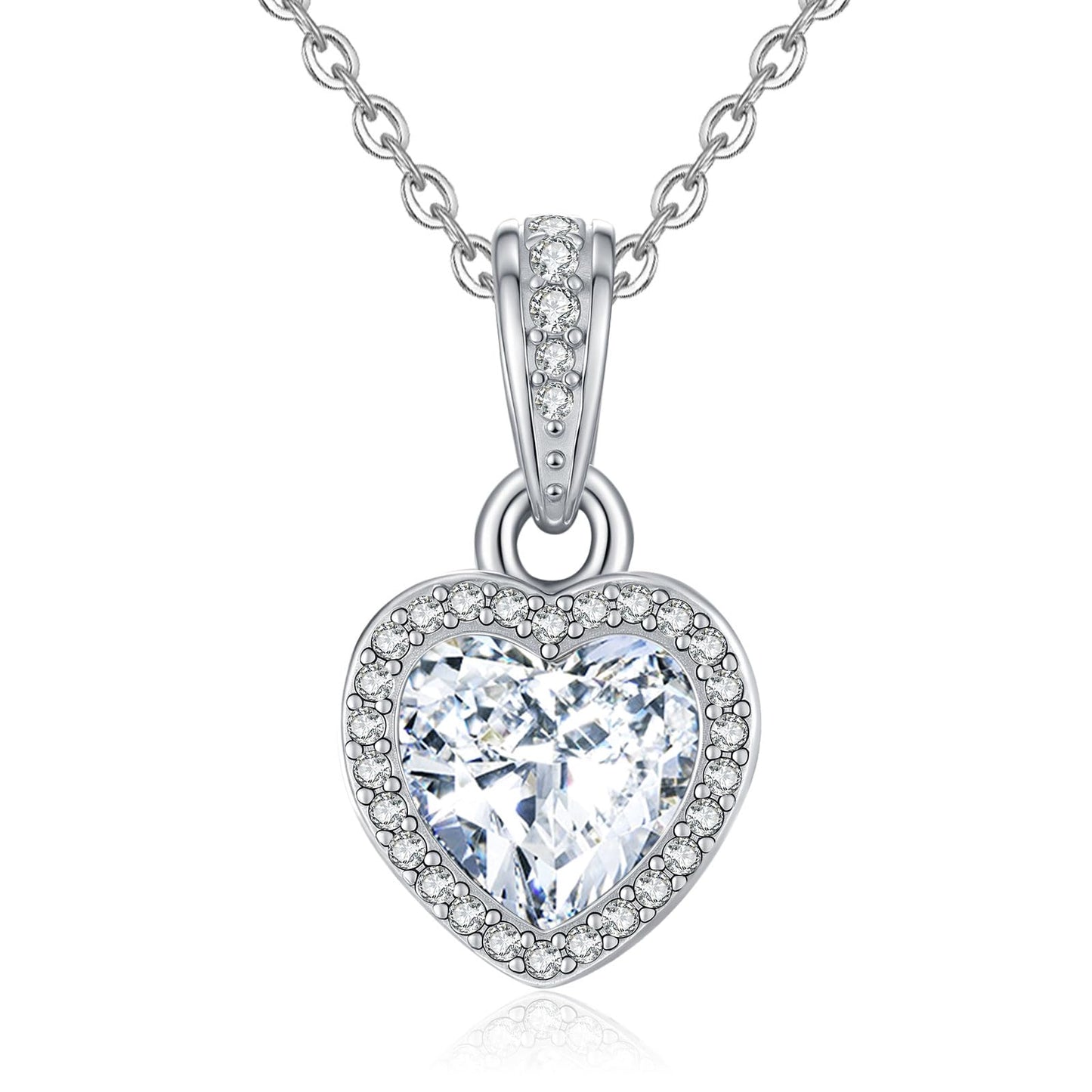 2 Carat Heart Shaped Moissanite Necklace 925 Sterling Silver Jewelry Cubic Zirconia Pendant Necklace Gifts for Mom Women Girlfriend Grandma Friend Lover Her Wedding Birthday Anniversary Engagement