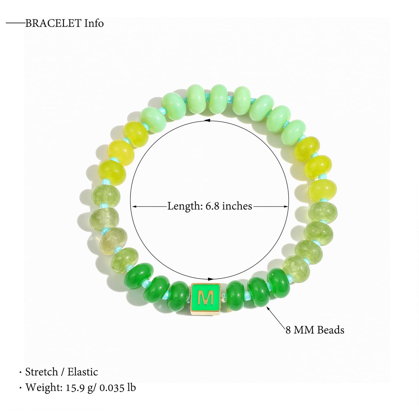 SLYAIH Colorful Beaded Initial Bracelets for Women Boho Crystal Beaded Elastic Stretch Bracelet A-Z Letter Bracelet Handmade Jewelry Gifts for Women