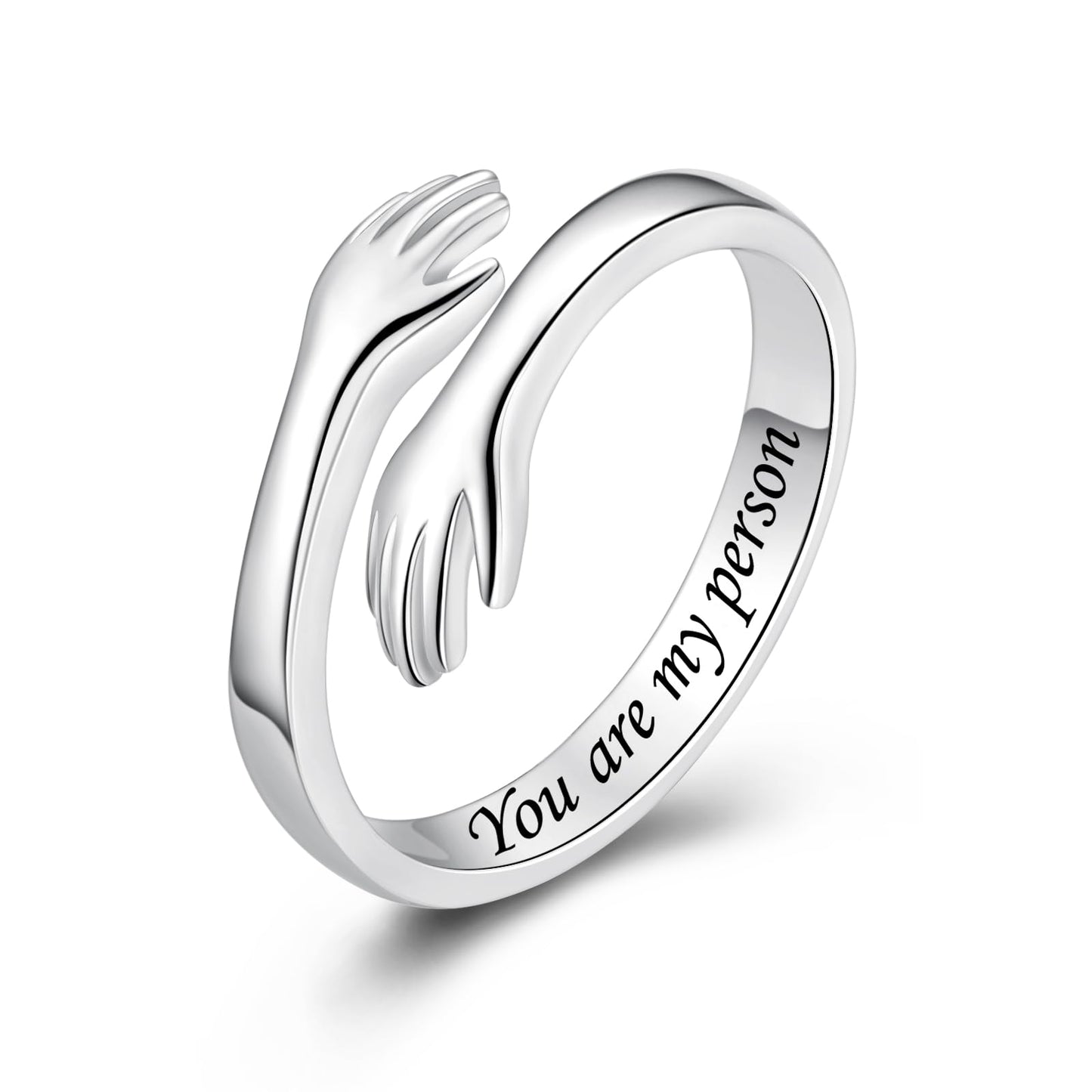 ACJFA Hug Rings for Women Sterling Silver Adjustable Ring Thumb Ring Birthday Mother Gifts Jewelry(You are my person)