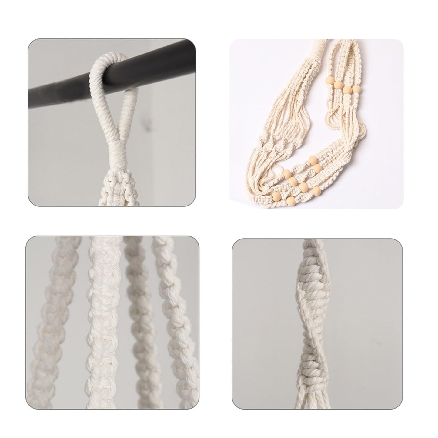 BLEAFLUV Hanging Planters with Macrame Plant Hangers for Indoor Outdoor Plants, 3 Set Hanging Baskets Flower Pots Holders 35''/27''/21'', Self-Watering Pots 7''/6''/5.5'', Boho Home Decor, White