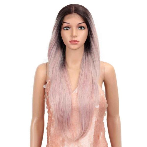 Style Icon Easy-360 Lace Wigs 28" Free Part Lace Frontal Wigs Ombre Pink Synthetic Wig(28", TT4/AMBRS)