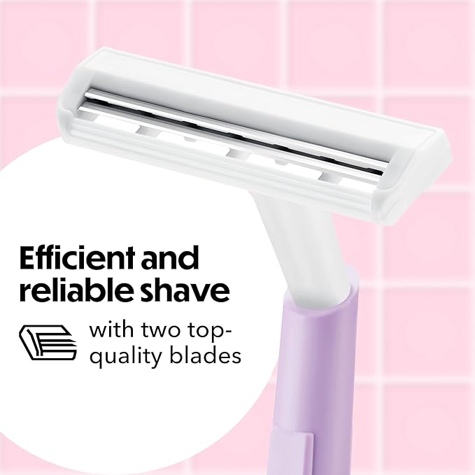 BIC Silky Touch Women's Disposable Razors, With 2 Blades, Pretty Pastel Razor Handles, 40 Count Value Pack of Shaving Razors