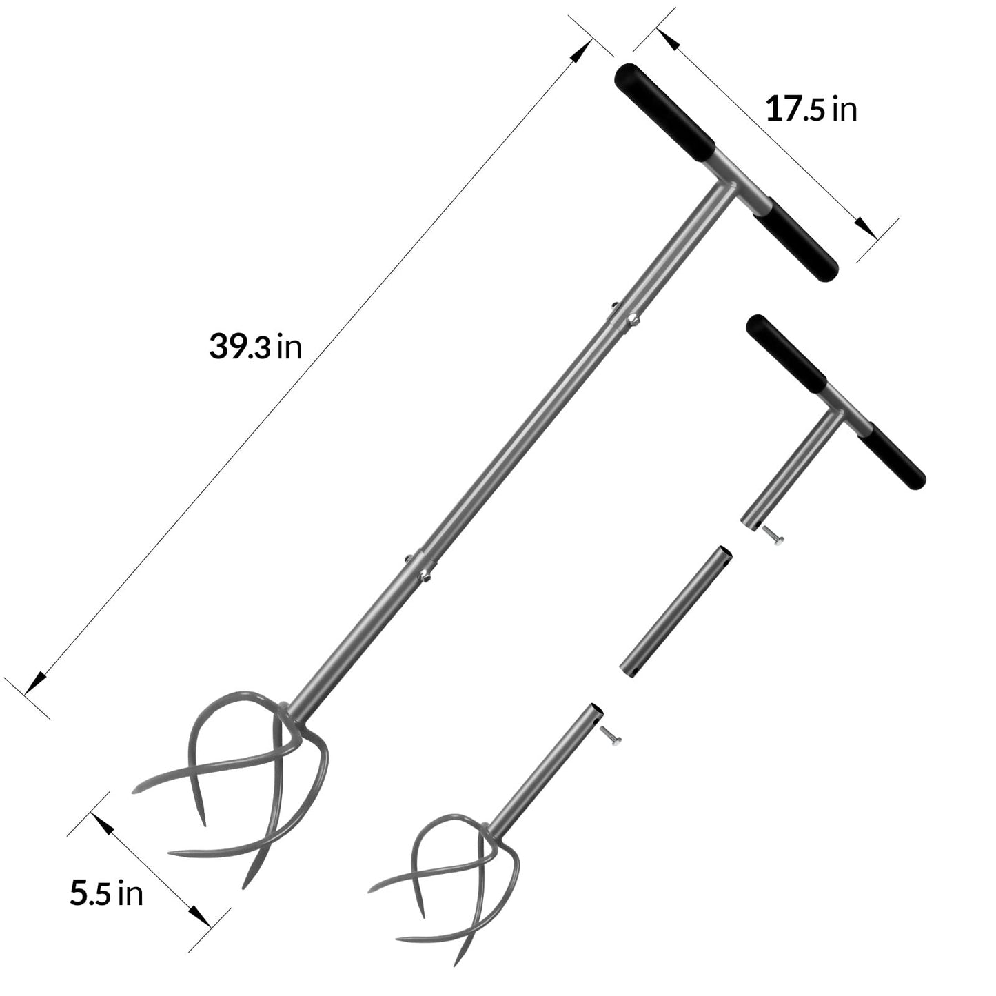 Walensee Upgrade Twist Tiller Manual Hand Tiller Garden Claw Cultivator with a Removable Big Claw, Garden Claw Tool Long Handle Steel Tiller Lawn Aerator Soli Lossener for Gardening Bed and Plant Box