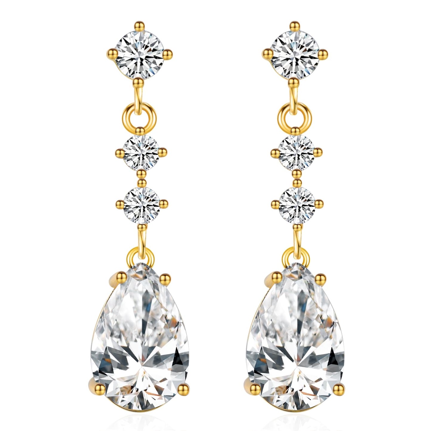 SBLING Cubic Zirconia Teardrop Earrings Wedding Earrings for Brides Bridesmaids, Bridal Dangle Earrings, Teardrop Crystal Drop earrings for Women Jewelry Gifts
