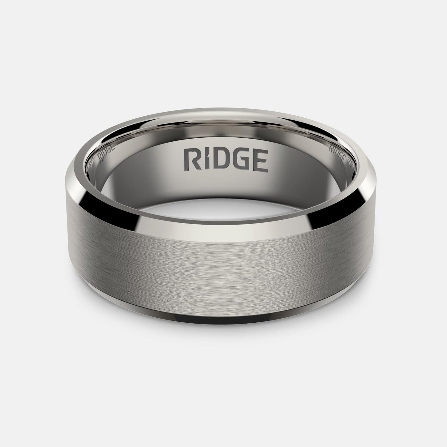 Ridge Beveled Ring Set 8mm - Platinum - 12