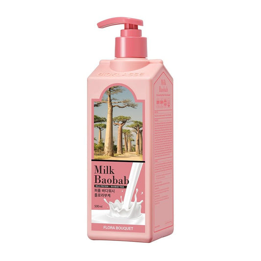 Milk Baobab Hydrating Body Wash for Dehydrated Skin, Long-Lasting Flora Bouquet Fragrance, Korean Body Care, Moisturizing & Nourishing, Paraben-Free, Gentle Cleanser, 16.9 fl oz
