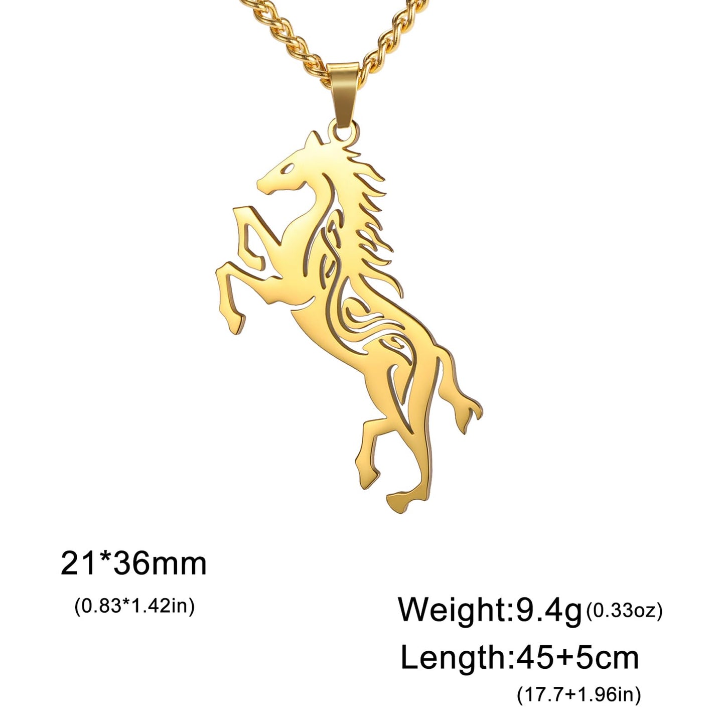 VASSAGO Horse Necklace for Women Men Stainless Steel Horse Pendant Necklace Animal Jewelry Horse Lover Gifts (gold)